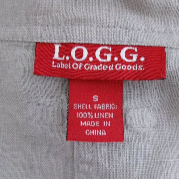 L.O.G.G. Grey Linen Button Down Jacket Large Pockets Washable S Collared Gray - Picture 10 of 12